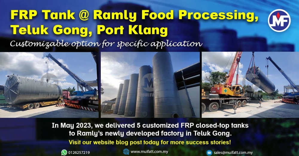 Customized FRP Closed Top Tanks for Ramly Food Processing