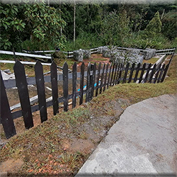 Custom-designed FRP fencing at Parit Falls Campsite, demonstrating corrosion-resistant and sturdy design suitable for outdoor installations.