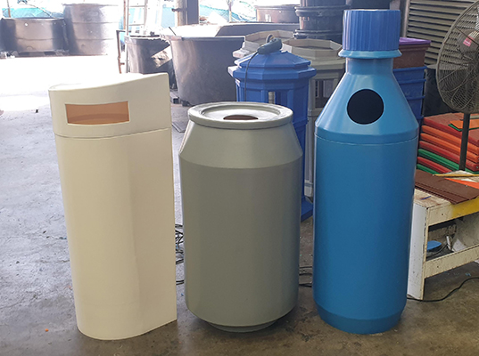 Polyethylene Shaped Bin - Paper, Bottle, and Can