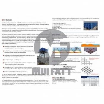 9000L GRP FRP Sectional Panel Tank one meter height series 3x3x1