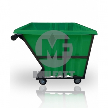 PE Leach Bin 1100L with Mild Steel Frame & Rubber Wheels