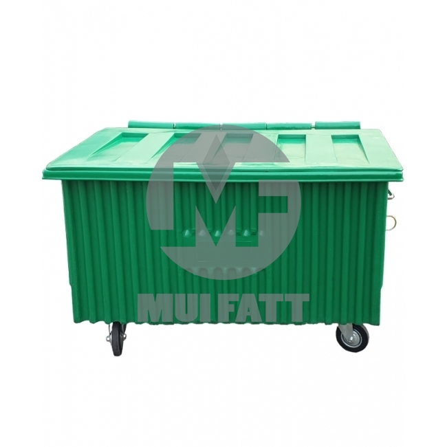 1000L Polyethylene Bulk Bin with Mild Steel Base Support & Rubber Wheels