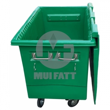 1000L Polyethylene Bulk Bin with Mild Steel Base Support & Rubber Wheels