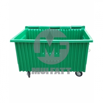 1000L Polyethylene Bulk Bin with Mild Steel Base Support & Rubber Wheels